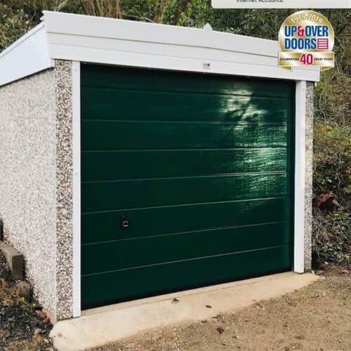 Garador Classic Sectional Garage Door with Manual Locking Handle in Fir Green