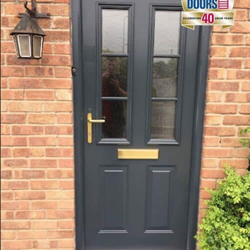 JD Front Entrance Door in Anthracite Grey with Brass Hardware