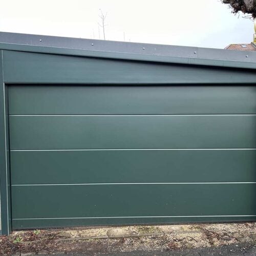 Ryterna-Flush-Slick-Sectional-in-Dark-Green-with-Custom-Angled-Bottom-Panel-and-Custom-Fascia