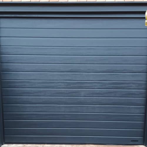 UniPro-Insulated-Sectional-Garage-Door,-S-Rib,-Anthracite-Grey,-Woodgrain-with-Matching-Subframe