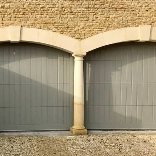 Cedar-Door-Custom-Solid-Timber-Arch-Top-Sectional-Garage-Doors-with-Custom-Routing-and-F&B-Colour